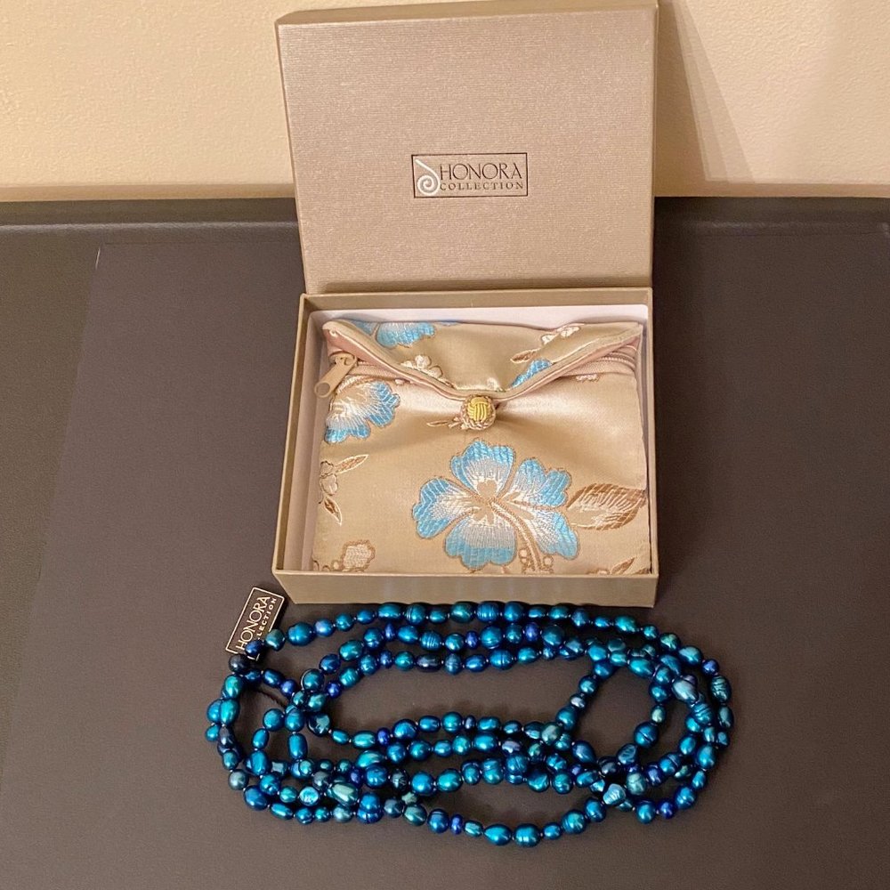 36" Honora Deep Blue Pearl Necklace, NWT - Picture 10 of 10